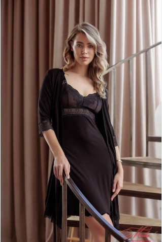 Халат із модалу прикрашений мереживом Your Touch RN-5015